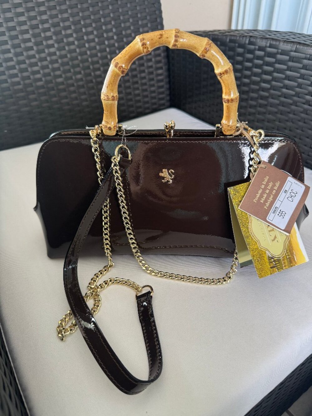 Pratesi Firenze Candeli Style 565 Chocolate Brown Leather Handbag Italian Design
